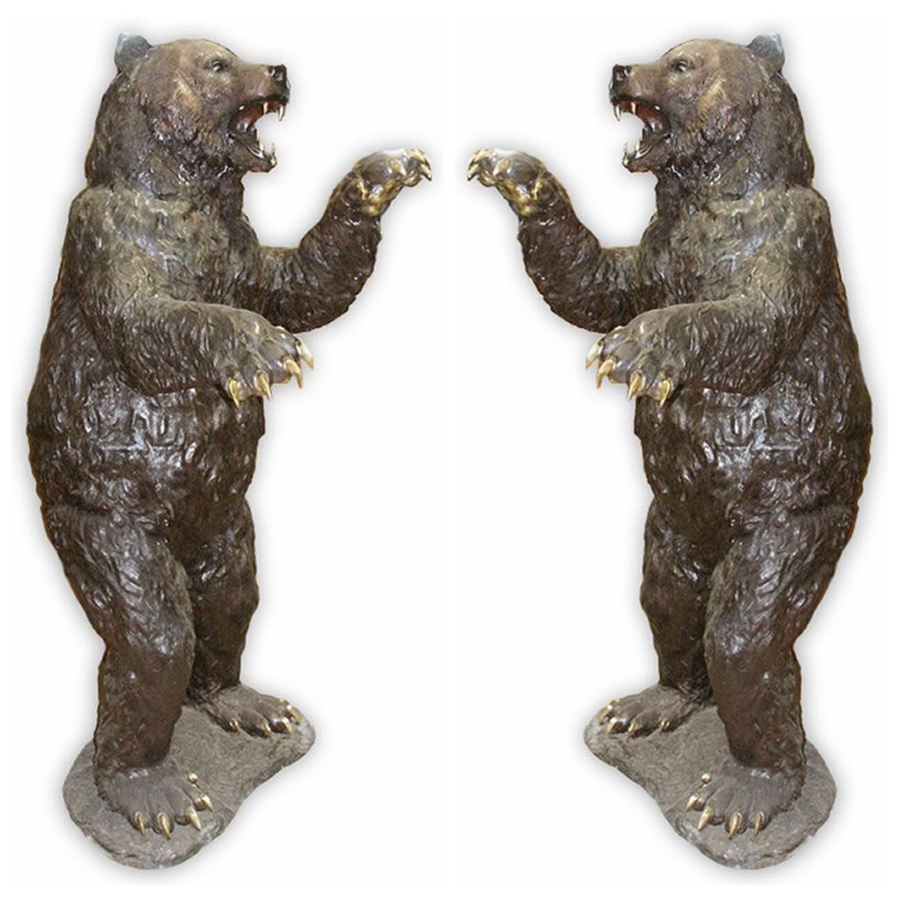 High quality brass life size baby standing bear statue for sale